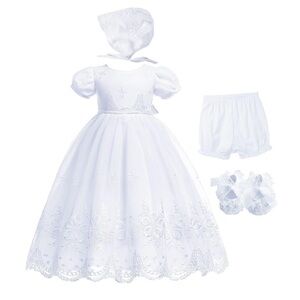 Elegant White Baby Dress with Accessories